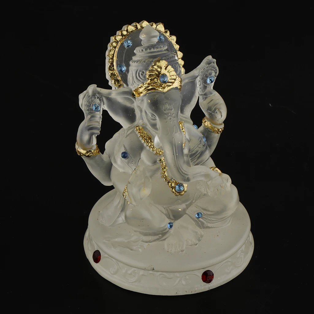 Ganesh Hindu Elephant God of Success Statue, Resin Transparent