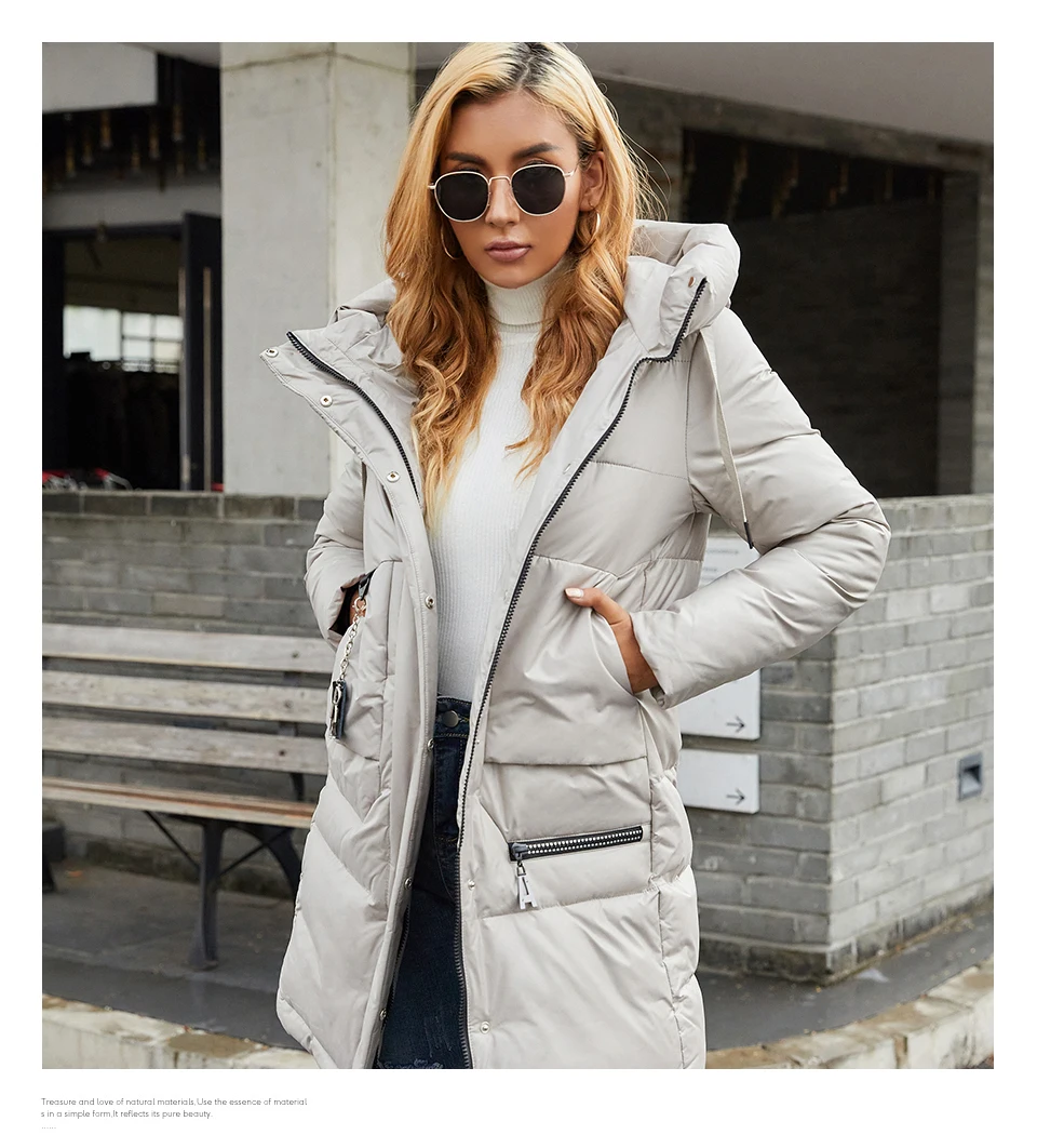 long down puffer coat HaiLuoZi 2021 Winter  Women Jacket Classic Lengthened Thick Women's Coat Fashion Hood Solid Color Casual Windproof Parka 6086 long black puffer coat