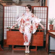 Традиционное японское кимоно платье с элегантным бантом пикантное юката женское Восточное женское вечернее платье сценические костюмы