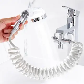 

Bathroom Basin Toilet Faucet External Hand Shower Head Spring Hose Rack Kit