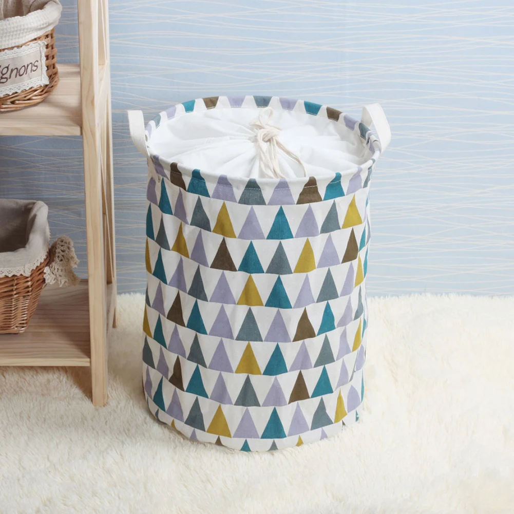 Foldable Drawstring Laundry Basket Dirty Clothes Toy Storage Bucket Organizer