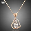 AZORA Rose Gold Color Clear Stellux Austrian Crystals Double Heart Pendant Necklace for Valentine's Day Gift of Love TN0009 ► Photo 1/6