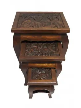 

Set of tables with carved table top