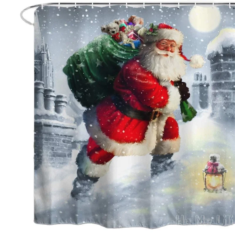 

Занавеска для душа «Санта-Клаус» от Ho Me Lili, Рождество, зима, праздник, новый год, Рождество, декор для ванной комнаты, ткань для ванной
