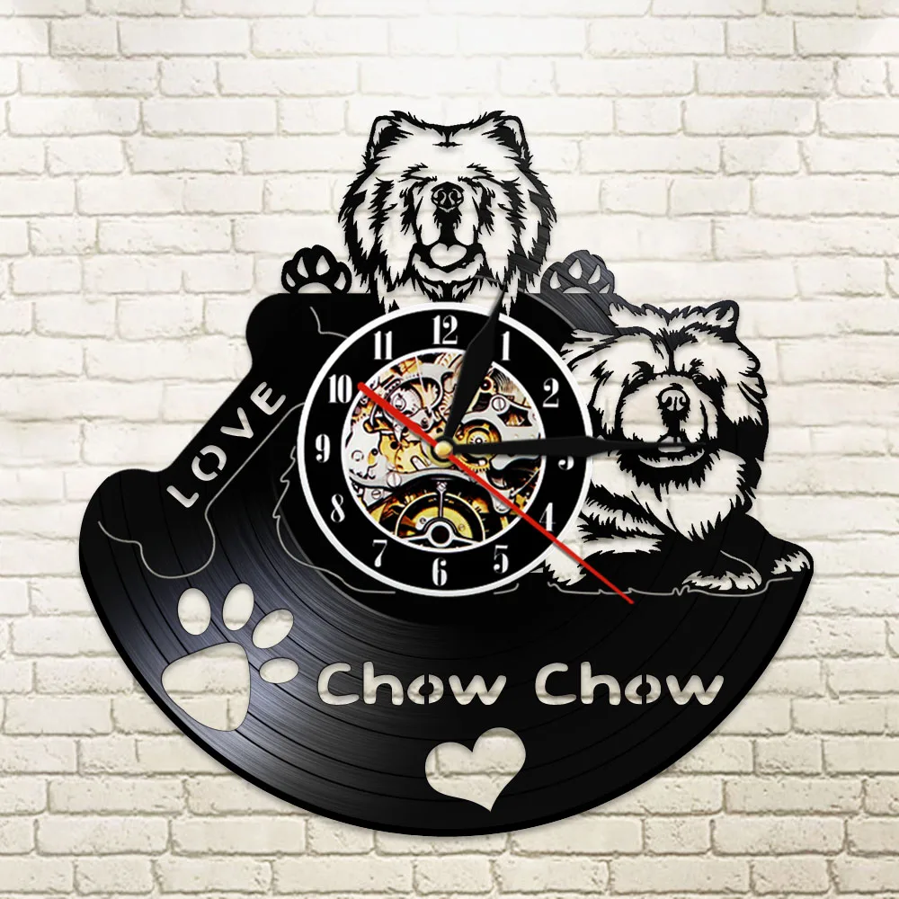 Chow Fall in Love современные бесшумные настенные часы с виниловой пластинкой Songshi Quan chowdrin LP часы с записью собаки, подарки для собаки
