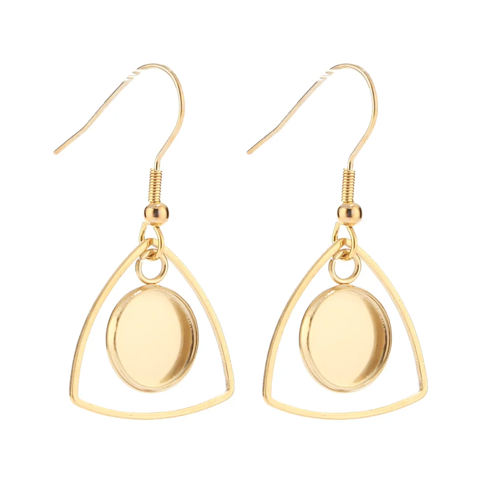 

10pcs Triangle Stainless Steel Earrings Bases Settings Earring Blank DIY Earring Kits Bezel Earring Tray