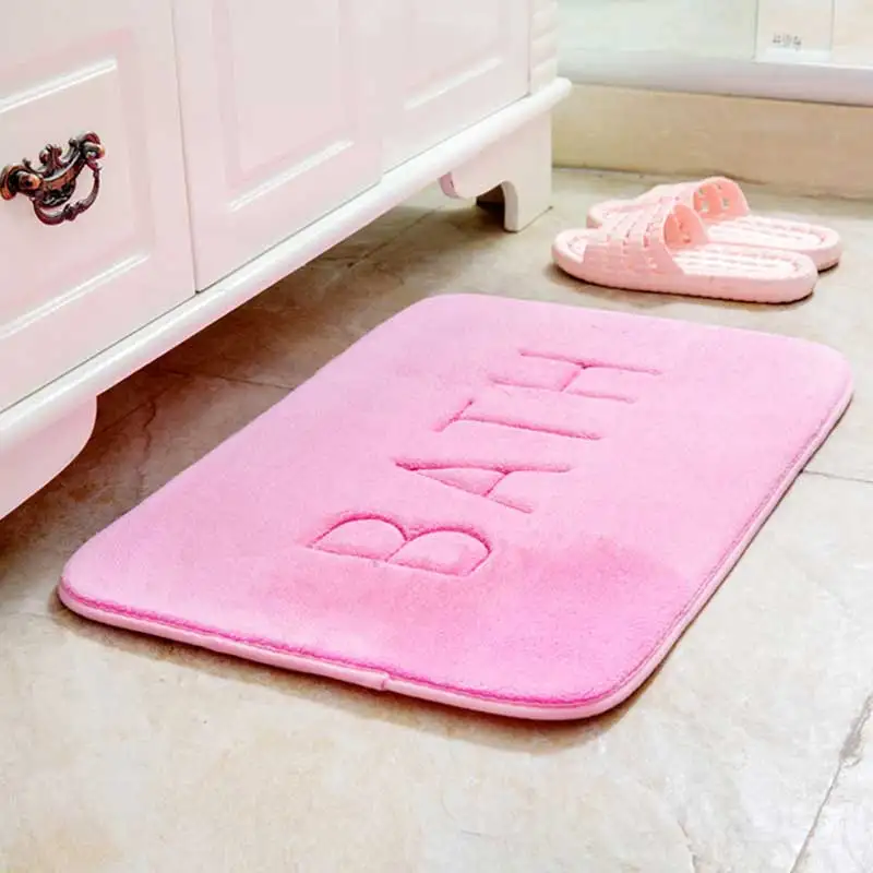 Water Absorption Bath Mat Bathroom Rug Coral Fleece Bathroom Doormat Kitchen Door Floor Mat Carpet