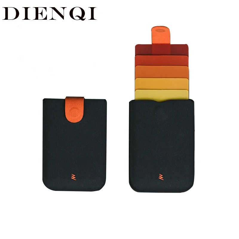 DIENQI Rfid Выдвижной Держатель для карт мужские бумажники тонкий выдвижной бумажник