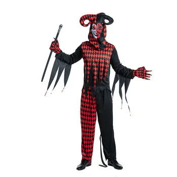 

New Arrival Adult Cosplay Clown Costume Women Men Moive Fancy Fantasia Party Carnival Horror Disfraz With Mask Stage Clothing
