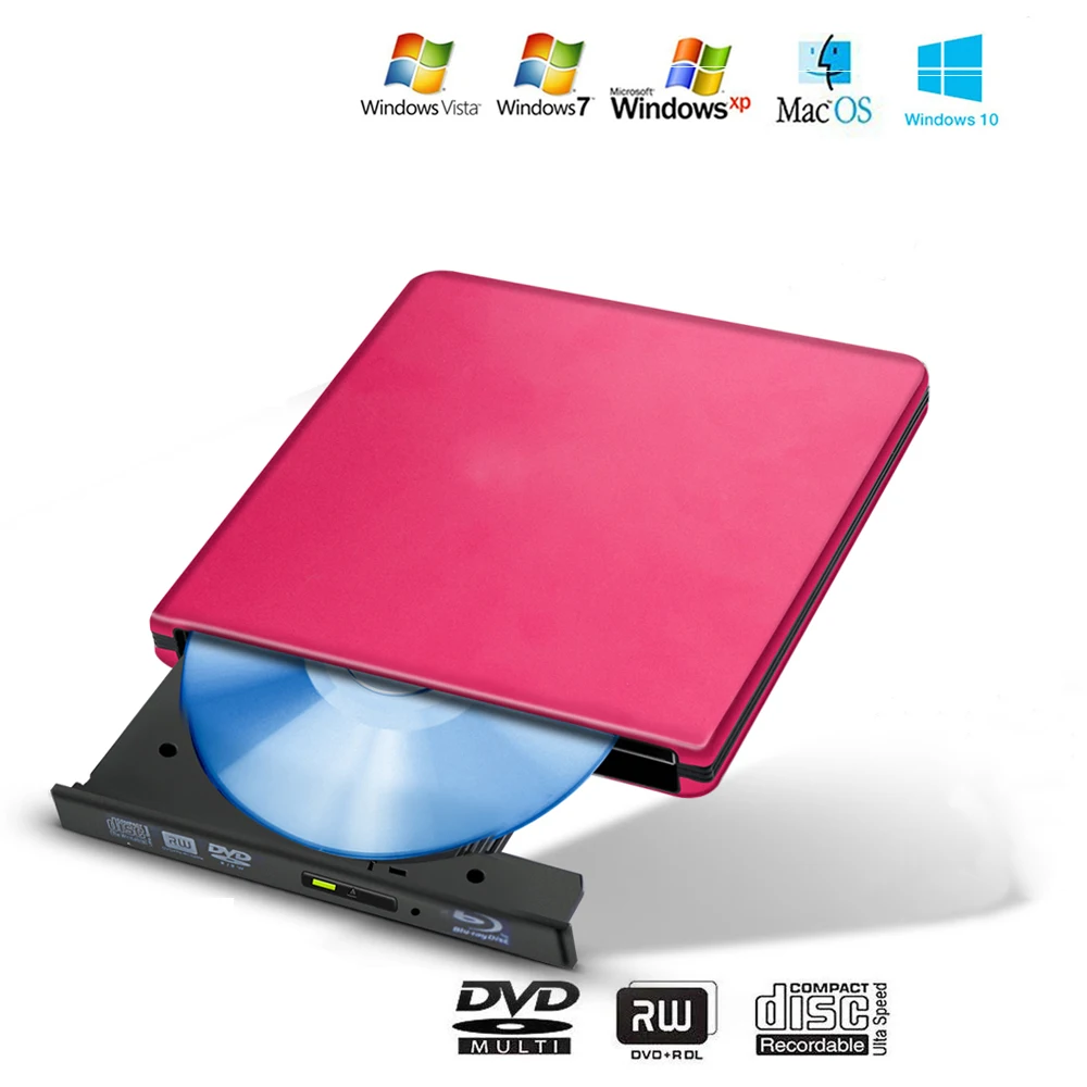 USB 3,0 внешний BD/CD/DVD писатель привод горелки хром для Mac/Windows 10/ноутбук/ПК оптический привод плеер писатель