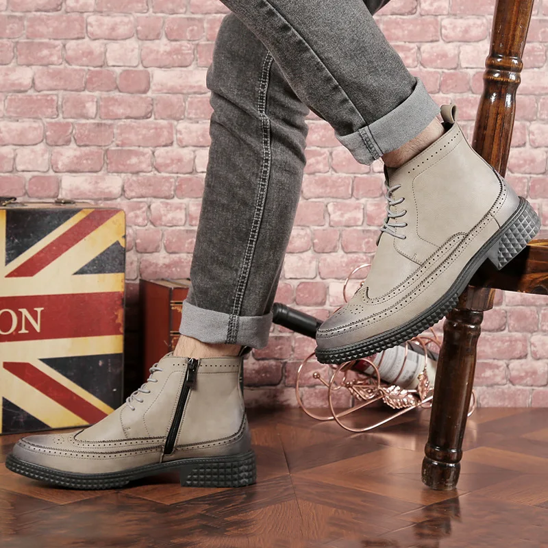 

MEN'S SHOES Hot Selling Korean-style England Trend Men's Boot Bullock Varved Leather Boot Men's Women's Pointed-Toe Martin Boots