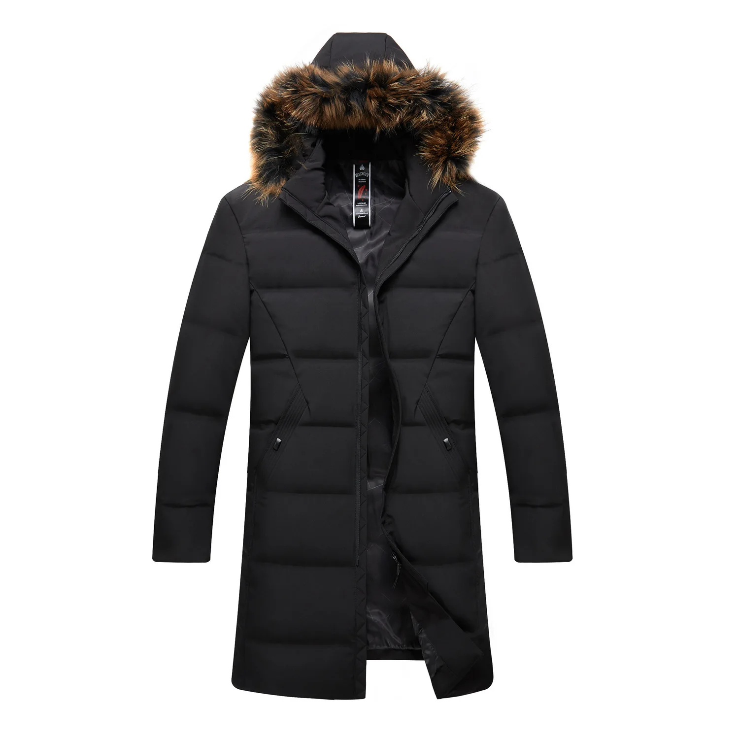 

Long Money Down Jacket Male Over The Knee Plus Fat plus Loose Big Size Tide Fat Man Mao Collar Coat Fat Coat Super Winter