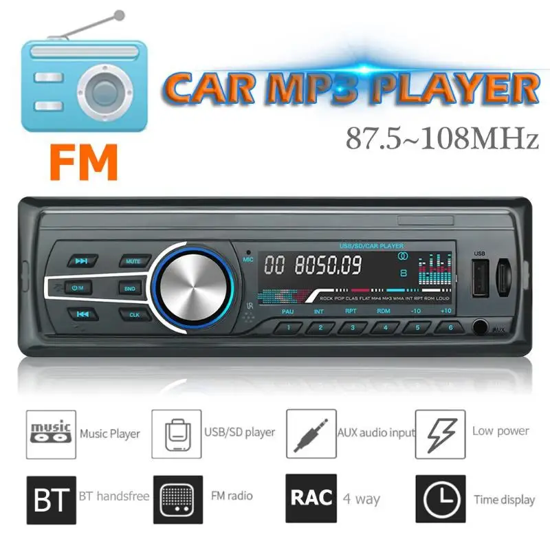 RM-JQ1583 С 1 Din автомобиль в тире стерео аудио USB FM Bluetooth головное устройство Универсальный Bluetooth воспроизведения музыки и телефона