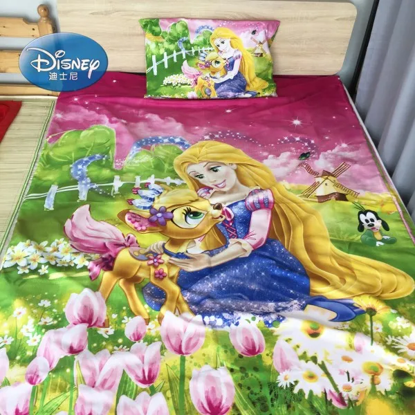 Disney Золушка Белла Принцесса Рапунцель набор постельного белья для девочек пододеяльник простыня наволочки Твин один размер Прямая