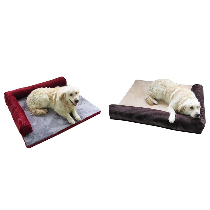 2 Pcs Dog Bed For Large Dogs Pet House Sofa Mat Beds Winter Kennel Soft Cat Blanket Cushion Red & Coffee | Дом и сад