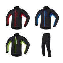 Arsuxeo Autumn and Winter Three-Layer Fleece Cycling Jerseys Windproof Waterproof Breathable Reflective Jerseys Sports Equipment