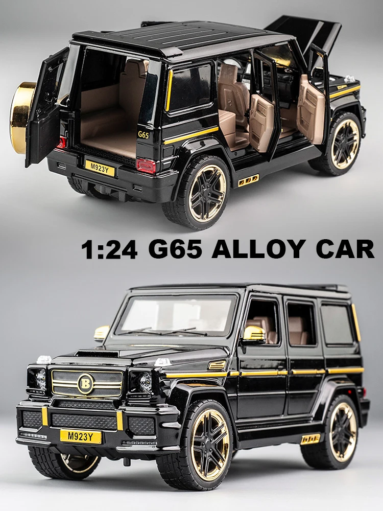  1:24 Diecast Toy Car Model Metal Toy Vehicle Wheels G65 High Simulation Sound And Light Pull Back C