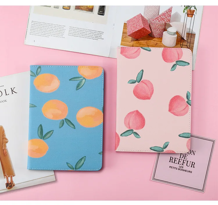 Retro Orange Patterned Protective Case for Ipad Mini 5 Case Air2 Coque Full Covered 9.7" Case Tri-fold Bracket Ipad Case