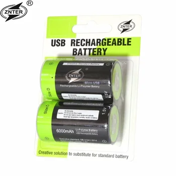 

Original ZNTER 1.5V 6000MAH lithium polymer battery Size D rechargeable batteries Charging by USB cable cell for gas cooker oven