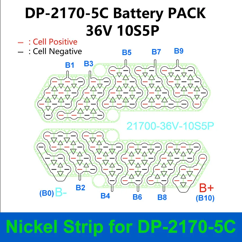 Células de Bateria E-Bike, DIY, DP-5C, DP-2170-5C, 36V, 48V, 52Pcs