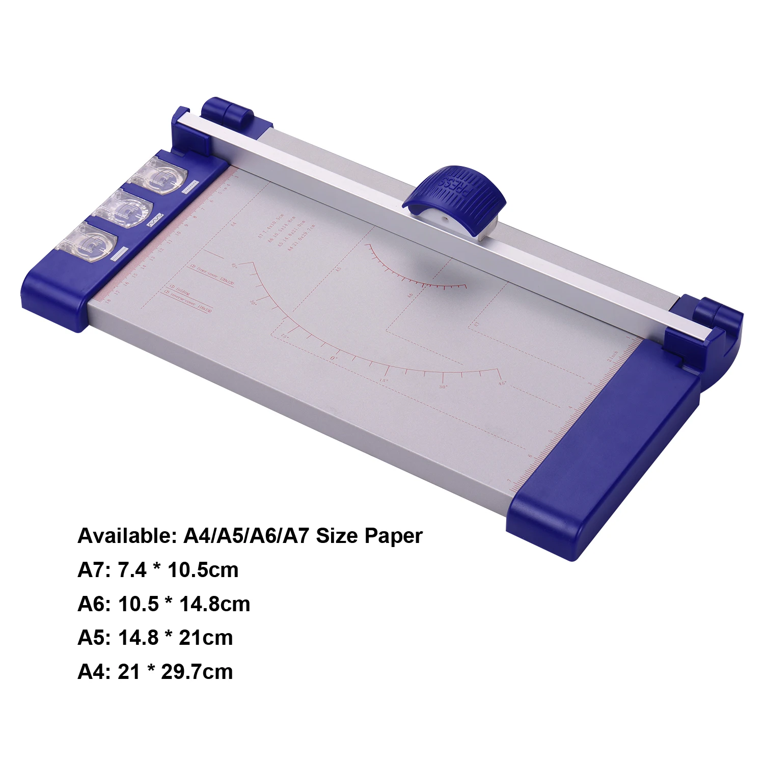 Paper Trimmer Manual Cutting Machine with 3 Kinds of Replacement Blades DIY Crafting Stationery for A4/A5/A6/A7 Paper Size