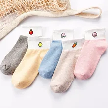 Женские носки в японском стиле Харадзюку, повседневные женские носки-башмачки с фруктами, розовые милые спортивные дышащие носки с забавными рисунками, Chaussette Femme