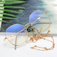 Анти-синий светильник, оправа для очков для женщин, защита от синего цвета, негабаритная металлическая плоская зеркальная оправа для очков с металлической цепочкой