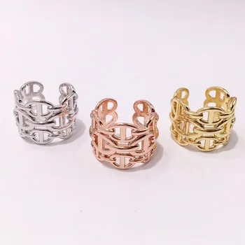 

Fashion ring personality classic pop style alloy pig nose hollow shape jewelry to send gifts for lovers 2019 new hot