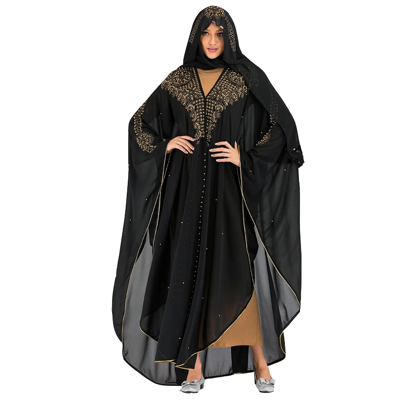Black cardigan Дубай кимоно кардиган «абайя» хиджаб мусульманское платье Niqab турецкий ислам одежда для женщин кафтан халат Musulman Djelaba Femme - Color: Black cardigan