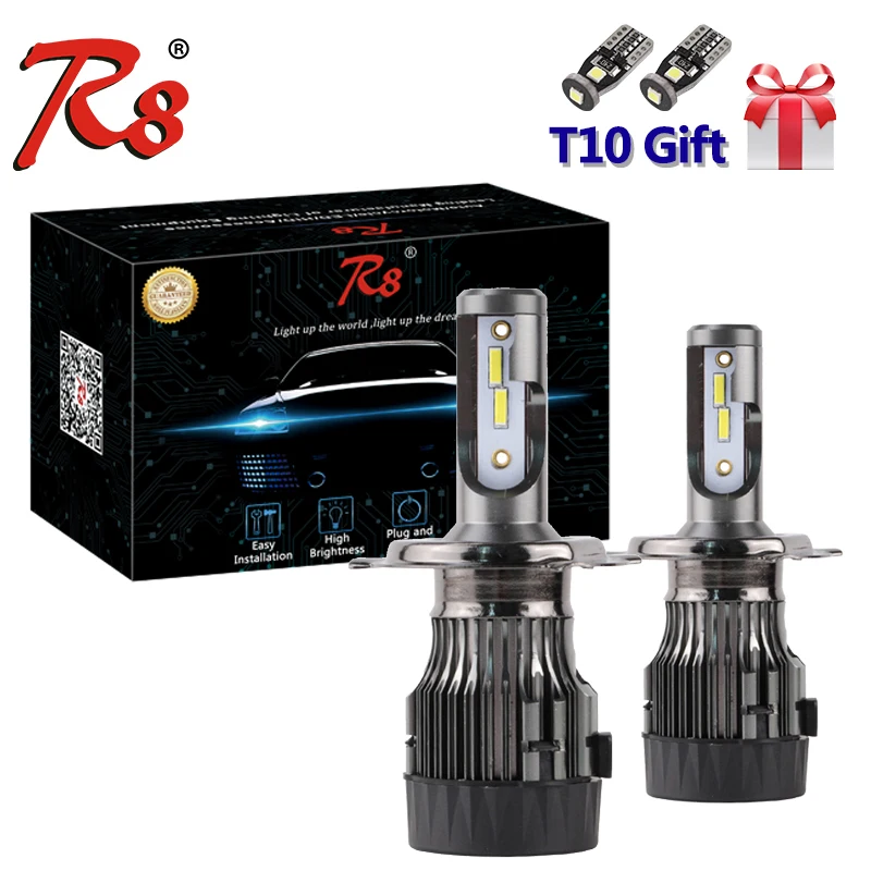

R8 New Design M3 Auto Headlight Car Mini H1 H4 H13 9004 9007 881 H27 LED Lamp 72W 8000LM Plug and Play CSP LED Chips 6500K White