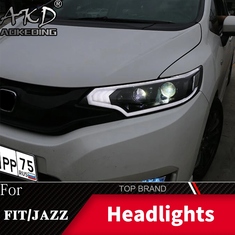 Головной фонарь для Honda FIT JAZZ GK5- фары Противотуманные фары Дневные ходовые огни DRL H7 светодиодный Биксеноновая лампа автомобильные аксессуары