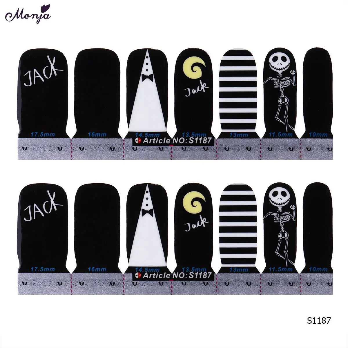 SKU004217-S1187 Monja нейл-арта самоклеящаяся полное покрытие Стикеры в виде геометрических фигур в форме снежинок с разными рисунками дизайн накладные ногти наклейки декоративный для маникюра DIY - Цвет: SKU004217-S1187