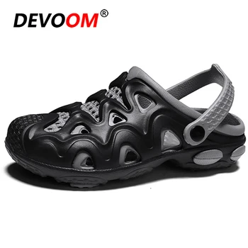 

Summer Slippers Men Outdoor Slip On Garden Shoes Lightweight 2020 Sandals Men Water Sport Hollow Beach Shoes Sandalias Hombre 45