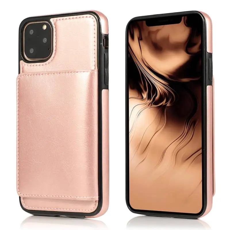 Модный чехол со слотом для карт для Apple iPhone 11 Pro Max 11 Pro Чехол из искусственной кожи противоударный чехол для iPhone 6 7 8 Plus - Цвет: Rose gold