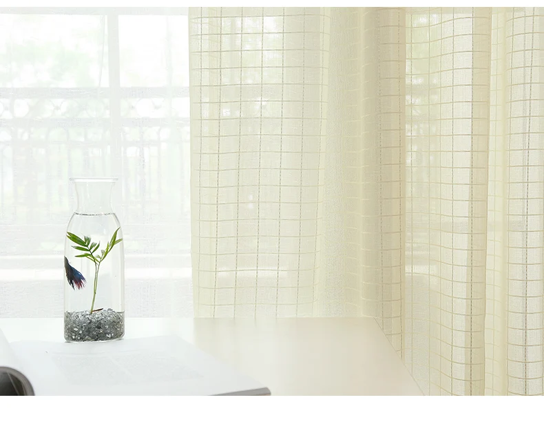 Simple lattice curtain gauze European style curtain window screen bedroom curtain gauze balcony living room bay window curtains