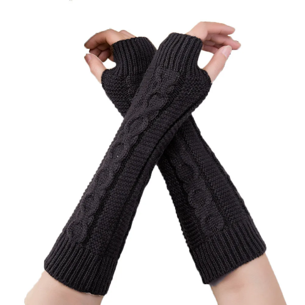 Feitong модные зимние перчатки унисекс без пальцев для мужчин и женщин, вязаные мягкие теплые рукавицы, новинка