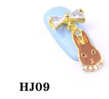 HJ09-10pcs 19 стилей 10 шт 3D Лук/единорог/кисточка цепь украшения для ногтей цирконовая цепочка декоративный Циркон Стразы и жемчужины Шарм, JH0001-0019 - Цвет: HJ09-10pcs