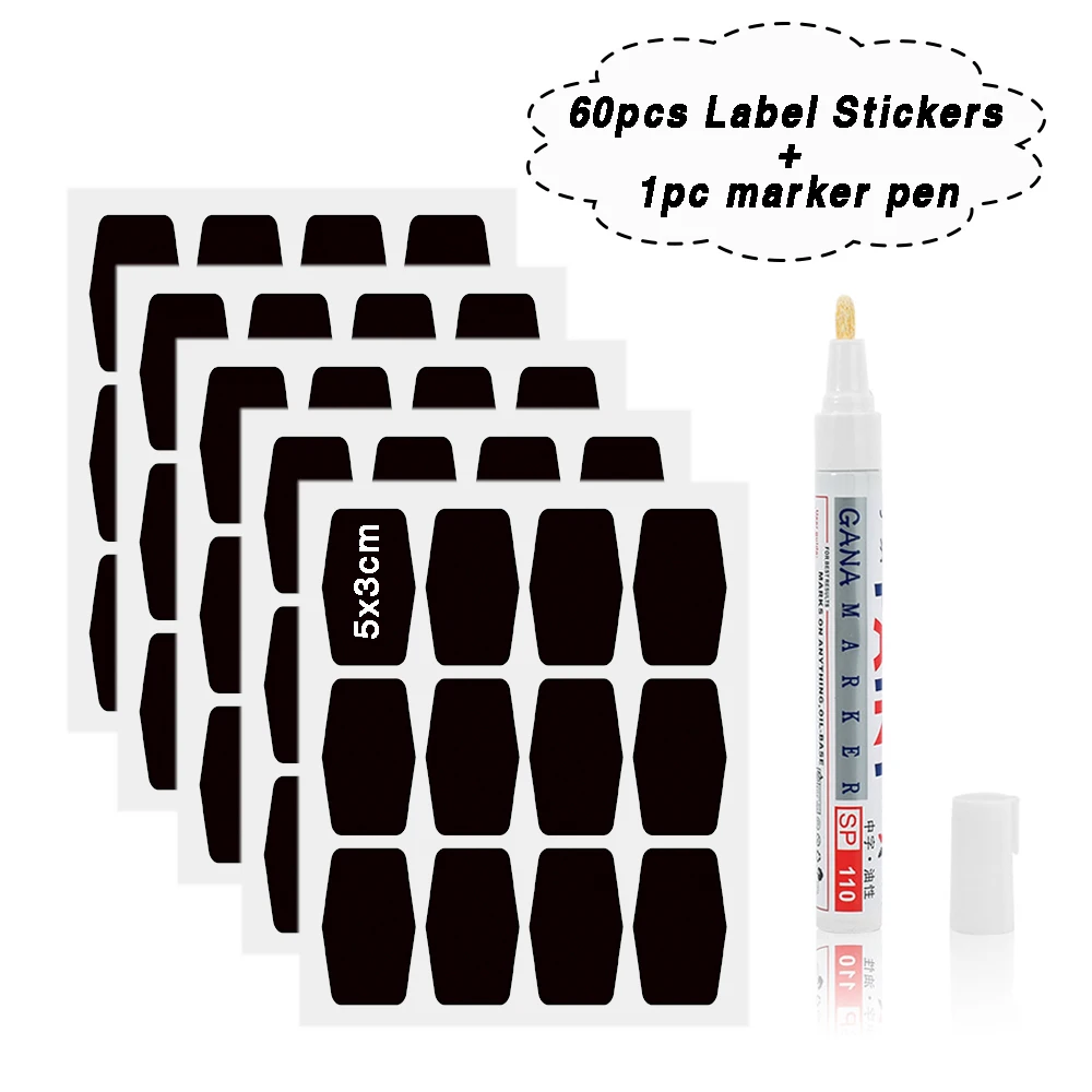 Spices Stickers Jars-Organizer Chalkboard-Tag Storage-Bottles Pantry Labels Jam Kitchen