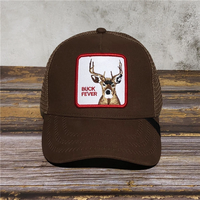 COFFEE BUCK FEVER Новинка Goorin петухи Животные вышивка кожа сетка Бейсболка унисекс кепки s для женщин мужчин Snapback кепки папа шляпа летние регулируемые шапки - Цвет: COFFEE BUCK FEVER
