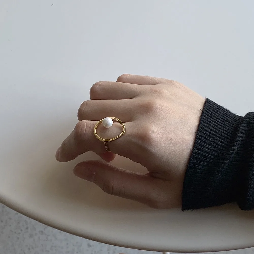 SHANICE 925 пробы Серебряный Открытый RingsNiche дизайн ins холодный ветер сетка красный обмотки оболочки жемчуг Изменение размера Открытие Кольца Bijoux