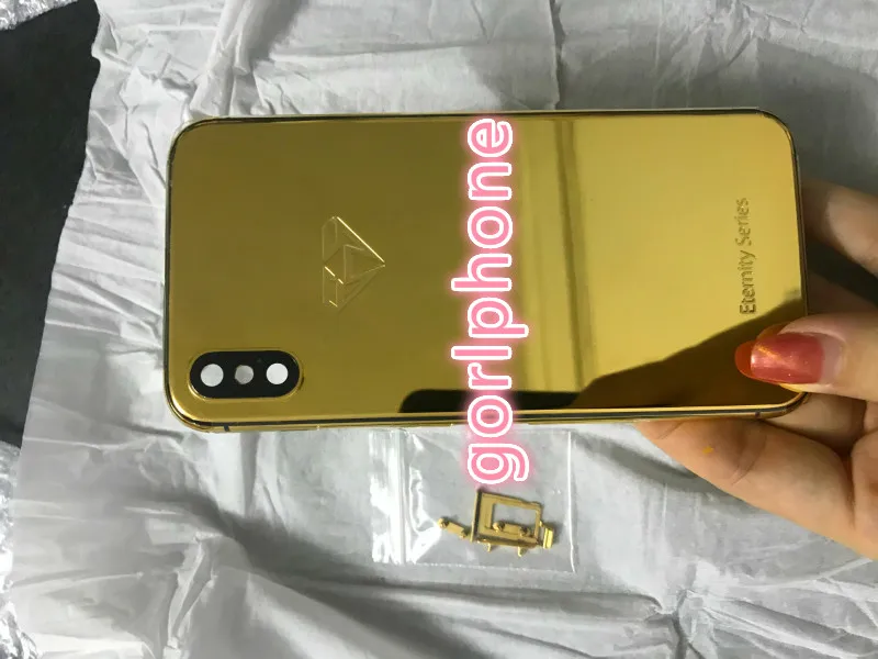 Настоящий позолоченный корпус для iPhone XS, сменный Корпус для мобильного телефона, роскошная задняя крышка с логотипом на заказ