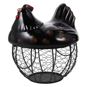 

1Pc Home Iron Basket Fruit Vegetable Basket Storage Basket with Ceramics Lid