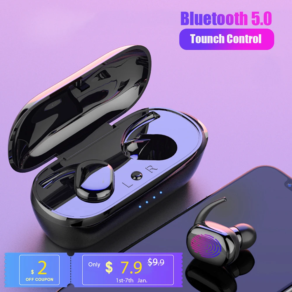 Беспроводные наушники Y30 TWS Bluetooth 5 0 игровые с сенсорным управлением спортивные