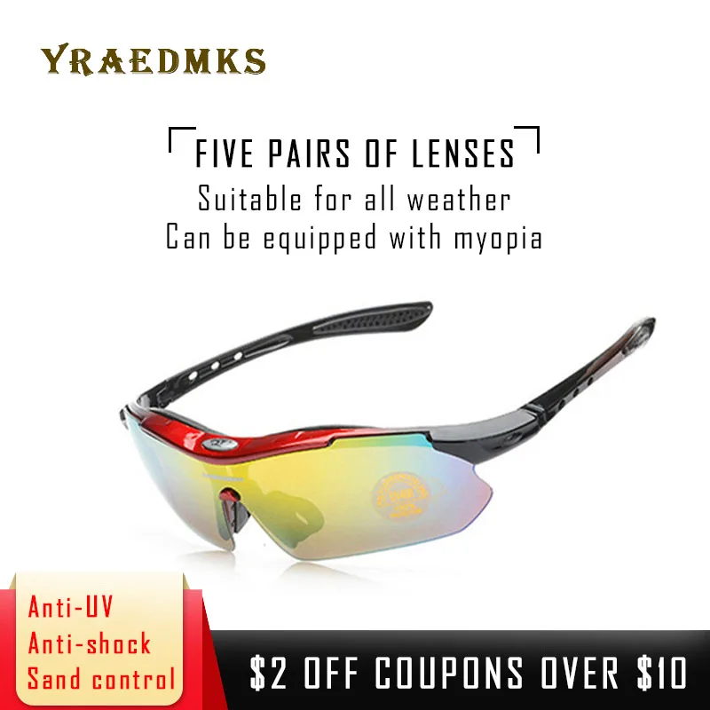 

Yraedmks 1set Sports Sunglasses for Men Women Cycling Riding Running Driving Glasses with 4 Replacement Lens Cycling Sunglasses