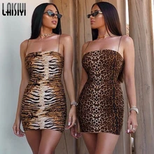 LAISIYI сексуальное мини-платье с леопардовым принтом тигра и тонкими бретельками, женские вечерние платья без рукавов на лето и осень ASDR22663