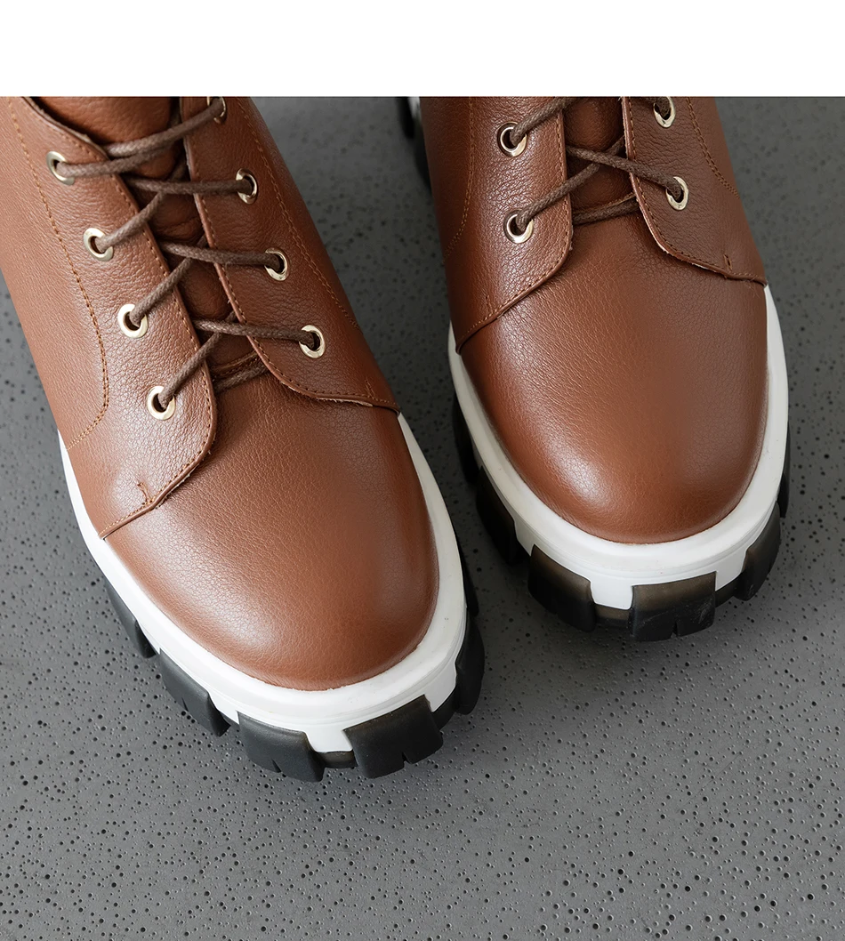 Plus Size 34-43 New Boots Women Shoes Winter New Genuine Leather Boots Women Military Casual Martin Boots Women Wool Snow Boots