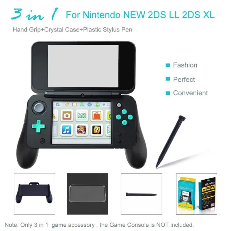 3 в 1 рукоятка+ чехол со стразами+ Пластиковый Стилус для nintendo NEW 2DS LL XL
