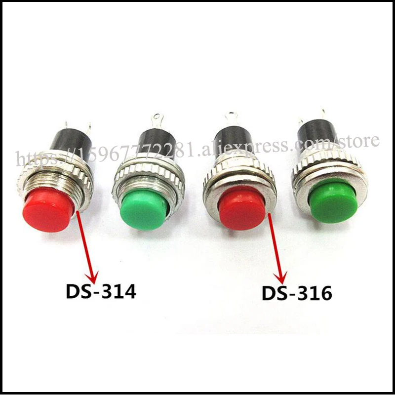 Мини кнопочный переключатель DS-314 ВЫКЛ.-(вкл.) 0.5A 250VAC 10 мм кулисный переключатель цвет красный желтый синий зеленый белый черный 100 шт