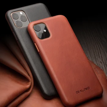 

Full Grain Leather Case Metal Button Natural Cowhide Case for Iphone 11 Real Genuine Cow Skin Back Cover for IPhone 11 Pro Max
