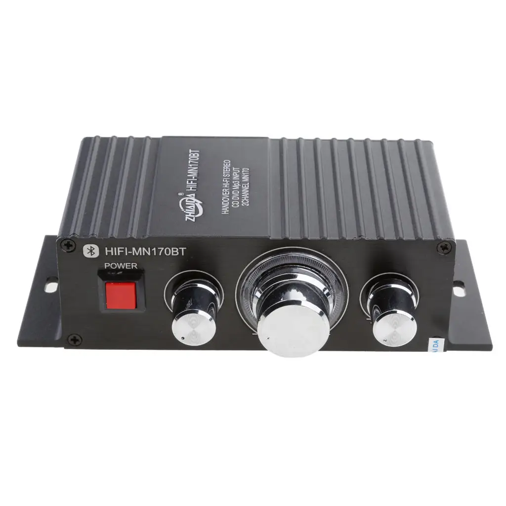 Car Mini Stereo HI FI Bluetooth Aux Amplifier Speaker 2 Channel